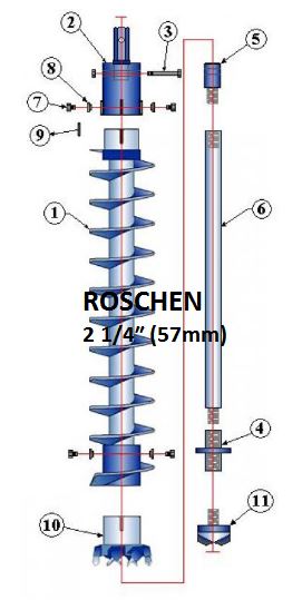 Double Key Hollow Stem Auger 2 1/4 inch 