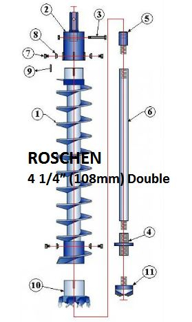  Double Key Heavy Duty Hollow Stem Auger 4 1/4inch 